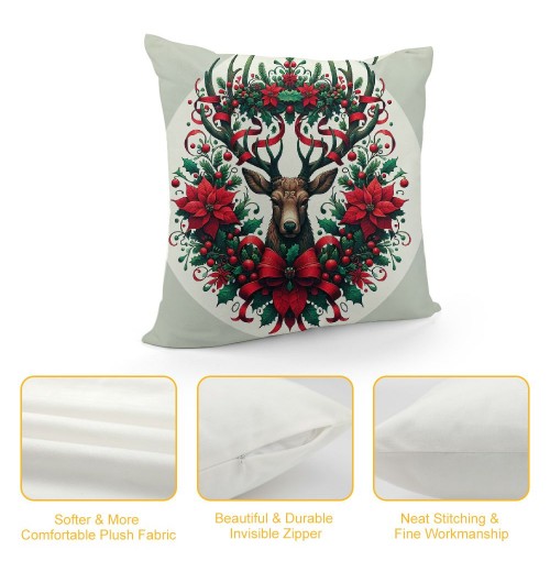 Ulloord Christmas&nbsp;Wreath Throw pillow Cover Home Couch Decorative&nbsp;Elk &nbsp;Christmas Stocking Pattern Cushion CoverWinter Theme pillowcase