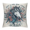 Ulloord Horse Themed pillowcase Decorations for Home, Just A Girl Who Loves Horses Throw pillow Cover, , for Girls