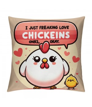 Ulloord Farmhouse Chicken Themed pillowcase Decorations for Home, I Just Freaking Love Chickens Okay Chicken Throw pillow Cover, Chicken Lover Gifts, Farmer Girl Woman Gifts