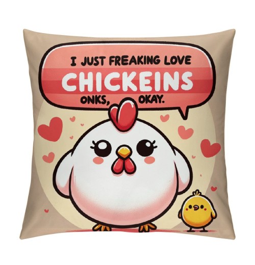 Ulloord Farmhouse Chicken Themed pillowcase Decorations for Home, I Just Freaking Love Chickens Okay Chicken Throw pillow Cover, Chicken Lover Gifts, Farmer Girl Woman Gifts