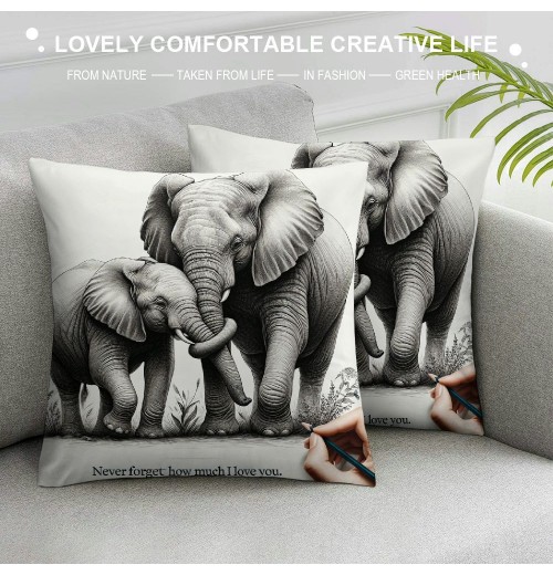 Ulloord Elephant Love Themed pillowcase Decorations for Home, Baby Elephant Never Forget How Much I Throw pillow Cover, Valentine’s Day Gifts, Elephant Lover Gifts