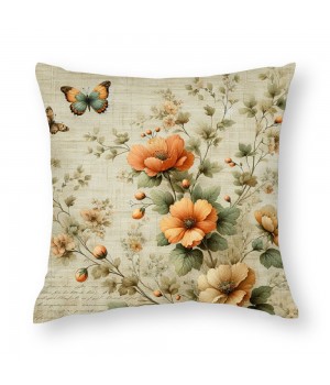 Ulloord Vintage Rustic Flowers Throw pillow Covers Floral&nbsp;Butterfly with Birds Farmhouse pillow Cover Retro&nbsp;Peony pillow Cases Animal pillowcase Cushion Cover