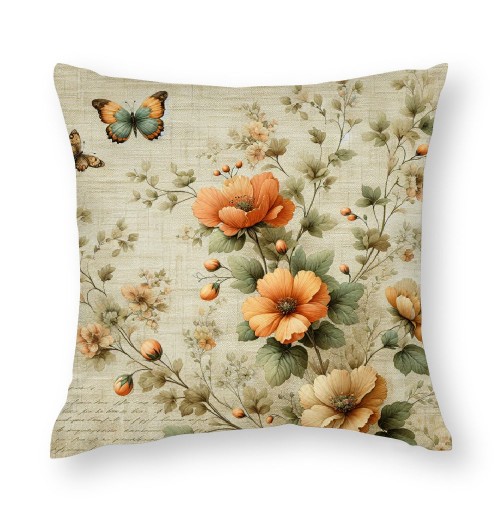 Ulloord Vintage Rustic Flowers Throw pillow Covers Floral&nbsp;Butterfly with Birds Farmhouse pillow Cover Retro&nbsp;Peony pillow Cases Animal pillowcase Cushion Cover