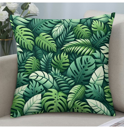  Tropical Leaves Throw pillow Covers Green Palm Leaf Decorative pillow Cases Outdoor Cushion Covers for Sofa Couch Garden Home Decor