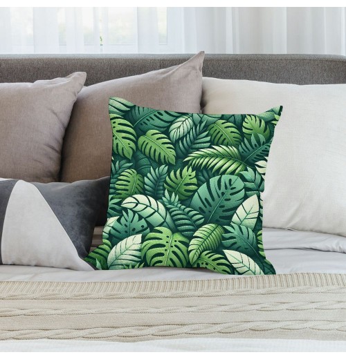  Tropical Leaves Throw pillow Covers Green Palm Leaf Decorative pillow Cases Outdoor Cushion Covers for Sofa Couch Garden Home Decor