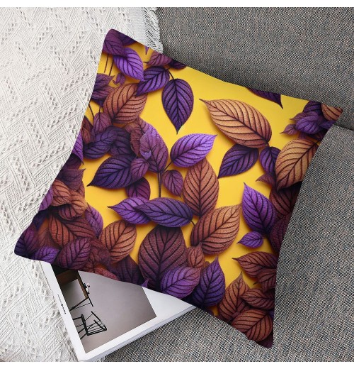  Throw pillow Covers for Couch and Bed Leaves of Palm Tree Growth Ecology Botany Decorative Square Home Decor Accent pillow Case Purple-Brown