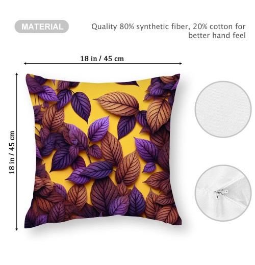  Throw pillow Covers for Couch and Bed Leaves of Palm Tree Growth Ecology Botany Decorative Square Home Decor Accent pillow Case Purple-Brown