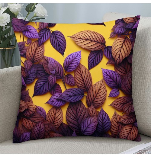  Throw pillow Covers for Couch and Bed Leaves of Palm Tree Growth Ecology Botany Decorative Square Home Decor Accent pillow Case Purple-Brown