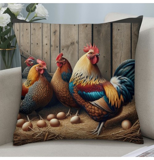  Farm Animals pillow Cover Vintage Rustic Farmhouse Watercolor Rooster Eggs pillow Cases Cushion Cover for Home Sofa Couch