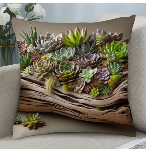 Ulloord  Throw pillow Covers Tropical Succulent Plant pillow Cover Decorative Home pillow Case Summer Leaves Green Theme Cushion Cover Decor Sofa Couch