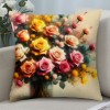 Ulloord  Floral Farmhouse pillow Covers Vintage Tulip Daisy Peonies Flowers Decorative Spring pillow Covers Outdoor Flower pillow Cases Modern Linen Cushion Cover for Sofa