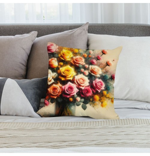 Ulloord  Floral Farmhouse pillow Covers Vintage Tulip Daisy Peonies Flowers Decorative Spring pillow Covers Outdoor Flower pillow Cases Modern Linen Cushion Cover for Sofa