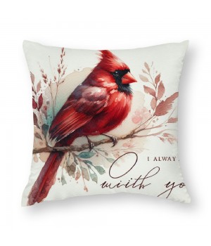 Ulloord  Throw pillow Covers Red Cardinal Bird Resting on The Tree Branch with I am Always with You Sweet Quote Decorative pillow Covers Super Soft Square pillowcase Cushion Cover