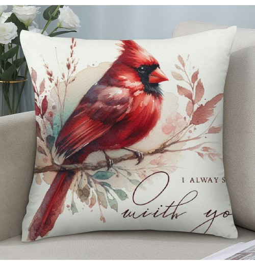 Ulloord  Throw pillow Covers Red Cardinal Bird Resting on The Tree Branch with I am Always with You Sweet Quote Decorative pillow Covers Super Soft Square pillowcase Cushion Cover