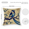 Ulloord  Vintage Rustic Birds Floral Throw pillow Cushion Cover Watercolor Blue Birds with Poppies Flowers Blooming pillow Covers pillow Case for Home Sofa