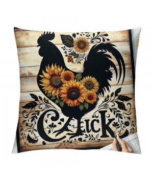  Outdoor Throw pillow Cover Farm Animals Cow Pig Hen Sheep with Sunflower Flower Farmhouse pillows Cushion Cover Country Style Decor Sofa (Moo Set)