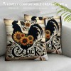  Outdoor Throw pillow Cover Farm Animals Cow Pig Hen Sheep with Sunflower Flower Farmhouse pillows Cushion Cover Country Style Decor Sofa (Moo Set)