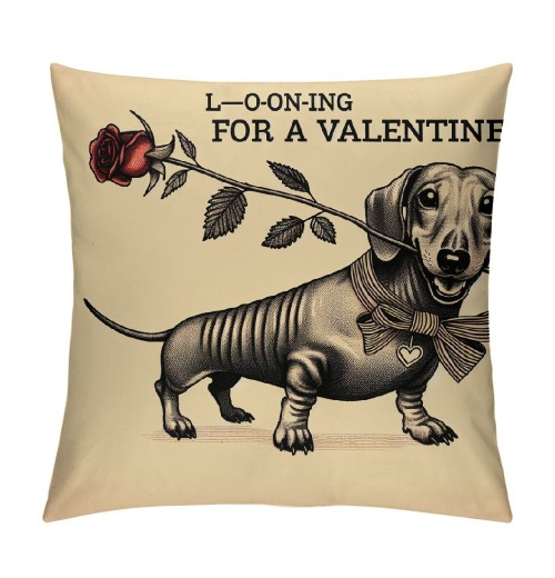 Animal Dog &amp; Longing for a Valentine Home Decorative Throw pillow Case Cushion Cover for Sofa Couch