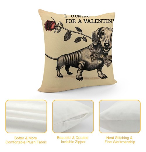 Animal Dog &amp; Longing for a Valentine Home Decorative Throw pillow Case Cushion Cover for Sofa Couch