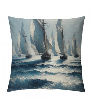 Ulloord Throw pillow Covers Sailboat on Sea with Retro Pastel Oil Painting Marine Theme Effect Decorative pillow Covers Nautical Sailboat pillow Case Cushion Covers