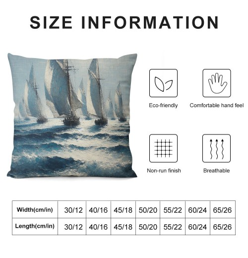 Ulloord Throw pillow Covers Sailboat on Sea with Retro Pastel Oil Painting Marine Theme Effect Decorative pillow Covers Nautical Sailboat pillow Case Cushion Covers