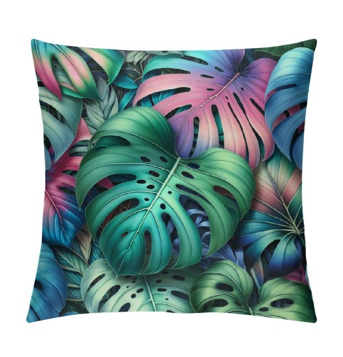 Ulloord  Green Leaves pillow Covers Tropical Palm Leaf Decorative Throw pillow Case Summer Cushion Cover for Home Bench/Couch/Sofa