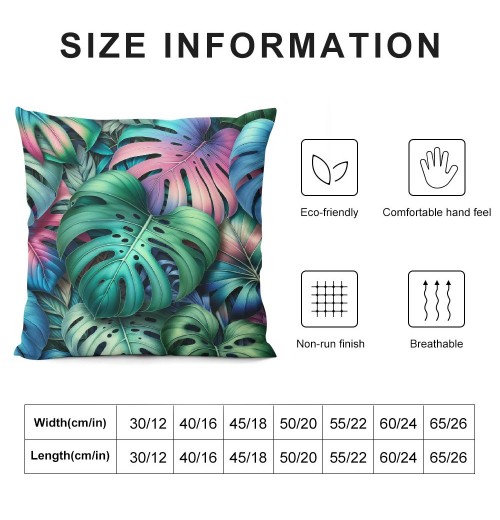 Ulloord  Green Leaves pillow Covers Tropical Palm Leaf Decorative Throw pillow Case Summer Cushion Cover for Home Bench/Couch/Sofa