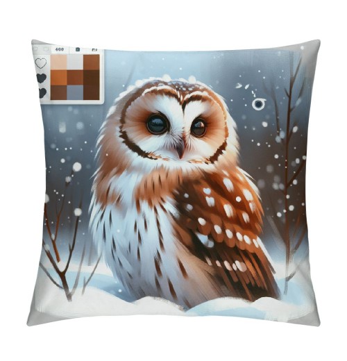 Ulloord  pillow Covers Super Soft Cute Animal Owl Throw pillow Covers Winter Snow Decor pillowcase Cushion Cover