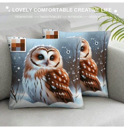 Ulloord  pillow Covers Super Soft Cute Animal Owl Throw pillow Covers Winter Snow Decor pillowcase Cushion Cover