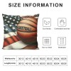 Vintage Rustic American Flag with Basketball Throw pillow Cover for Independence Day Decorative pillow Covers Throw pillow Case Patriotic Cushion Cover