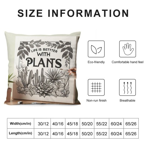 Ulloord Green Leaves pillow Covers Tropical Palm Leaf with Quote Life is Better with Plants Decorative Throw pillow Case Summer Cactus Cushion Cover for Home Sofa