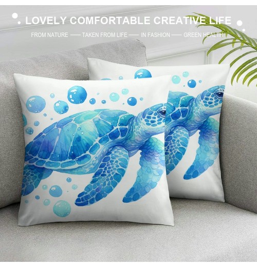 Ulloord Sea Turtle Throw pillow Cover Summer Ocean Beach Theme Decor Cushion Case Super Soft Marine Animals Decorative pillow Covers for Home Sofa Couch