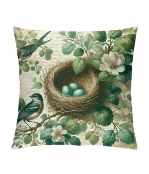 Ulloord  pillow Covers Vintage Bird Nest Decorative Throw pillow Case Cushion Cover for Bed Office Living Room Sofa 