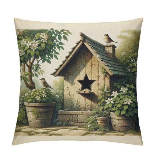 Ulloord Vintage Flower with Birds Nest Decorative Throw pillow Covers Farmhouse pillow Cases Cushion Covers Toss Throw pillowcase for Living Room/Couch/Bed (Bird Floral Nest)