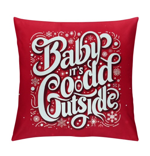 Ulloord Baby It's Cold Outside Christmas Snowflake Throw pillow Cover Super Soft Red Decorative pillow Covers Cushion Case Home Sofa Couch