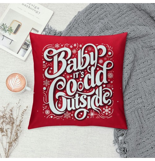 Ulloord Baby It's Cold Outside Christmas Snowflake Throw pillow Cover Super Soft Red Decorative pillow Covers Cushion Case Home Sofa Couch