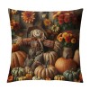 Ulloord pillow Covers Pumpkin Sunflower Fall Leavers Scarecrow Wreath Decorative Throw pillow Cover Vintage Wood Grain pillowcase Cushion Cover