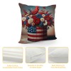 Ulloord  Red Bird Home Farmhouse pillow Covers Vintage American Flag with Sunflower Flower Farm pillow Cases Wood&nbsp;Memorial Day Theme pillows Cushion Cover for Sofa(USA Flag)