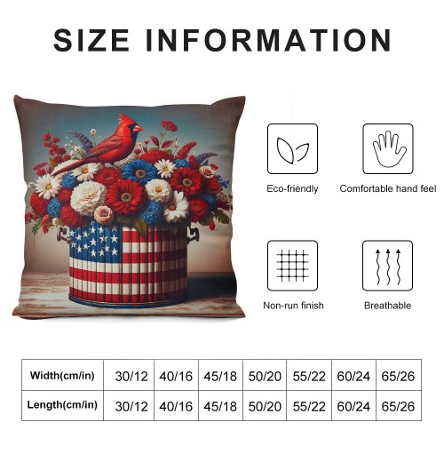 Ulloord  Red Bird Home Farmhouse pillow Covers Vintage American Flag with Sunflower Flower Farm pillow Cases Wood&nbsp;Memorial Day Theme pillows Cushion Cover for Sofa(USA Flag)