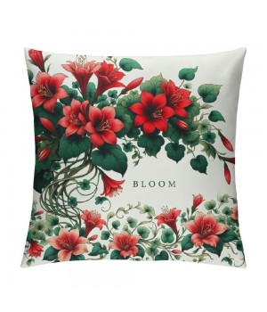 Ulloord  Red Geranium Flower Throw pillow Covers Vintage Quote Antique&nbsp;Floral Bloom Spring Summer Cushion Case Decor, Home Sweet Home Plant Botanical Decoration for Sofa Couch