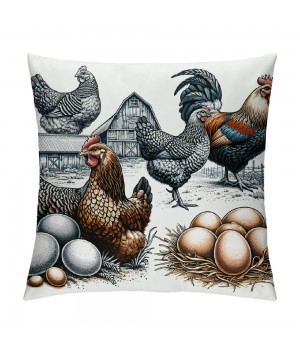 Farm Animals pillow Cover Vintage Rustic Farmhouse Watercolor Eggs pillow Cases Cushion Cover for Home Sofa Couch