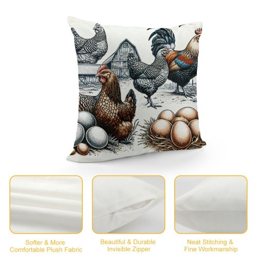 Farm Animals pillow Cover Vintage Rustic Farmhouse Watercolor Eggs pillow Cases Cushion Cover for Home Sofa Couch