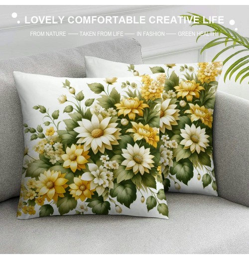 Ulloord  Throw pillow Covers Rustic Daffodils Flower Decorative pillow Cases Cushion Cases Throw pillowcase