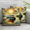 Ulloord Welcome to Lake Cabin Theme Throw pillow Cover Vintage Cabin House Fish Board Boat Lake Farmhouse pillowcase Home Sofa Decor Cushion Cover