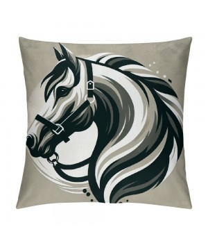 Ulloord Horse Throw pillow Covers, Rustic Animals Horse Art Pattern Cushion Case for Home Living Room Decor, Retro Farmhouse Horse Black Brown Decorative Throw Cushion Case