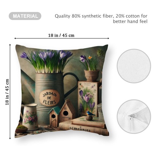 Ulloord Throw pillow Covers Spring Wild Flower Purple Lavender Garden Backyard Decorative Square Rustic Throw pillowcase Cushion Cover