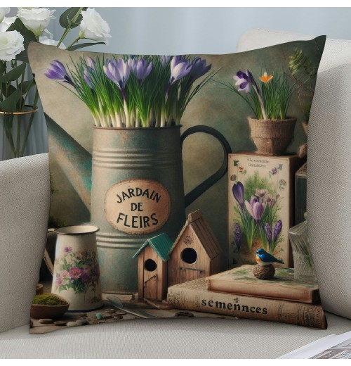 Ulloord Throw pillow Covers Spring Wild Flower Purple Lavender Garden Backyard Decorative Square Rustic Throw pillowcase Cushion Cover