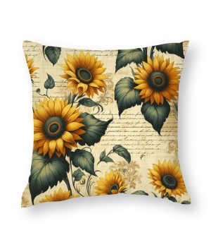 Ulloord  Vintage Sunflower Decorative pillow Cover Fresh Flower with Green Leaf Throw Farmhouse pillowcase Rustic Cushion Cover Home for Sofa