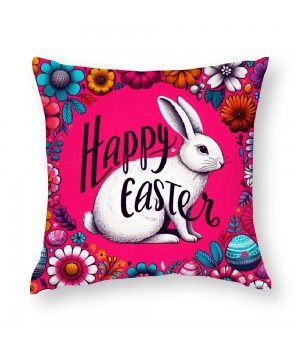 Ulloord Happy Easter Throw pillow Covers Lovely Rabbit Farmhouse pillow Cover Cuter Animal Decor Home pillow Case Easter Bunny Cushion Cover for Sofa Couch Pink