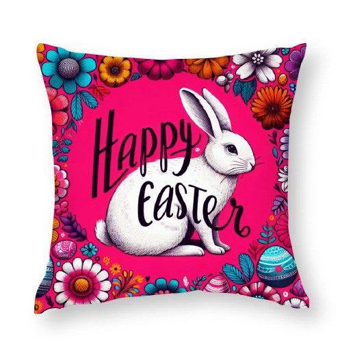 Ulloord Happy Easter Throw pillow Covers Lovely Rabbit Farmhouse pillow Cover Cuter Animal Decor Home pillow Case Easter Bunny Cushion Cover for Sofa Couch Pink